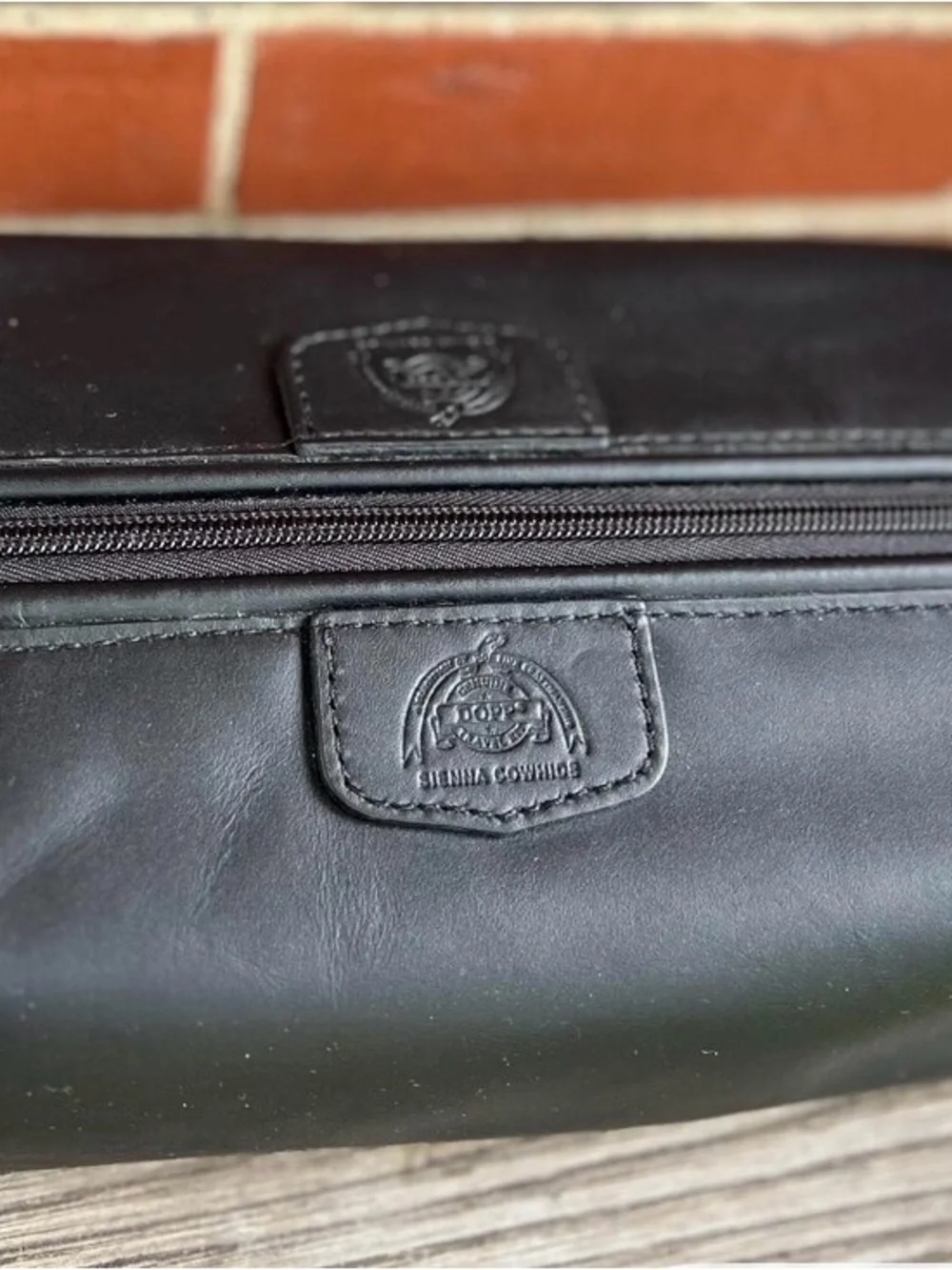 Dopo Black Leather Briefcase with Embossed Logo